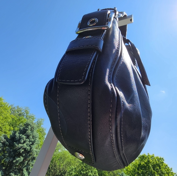 COACH Zoe Black Leather Hobo Shoulder Handbag w/Silver Trim - Picture 2 of 8